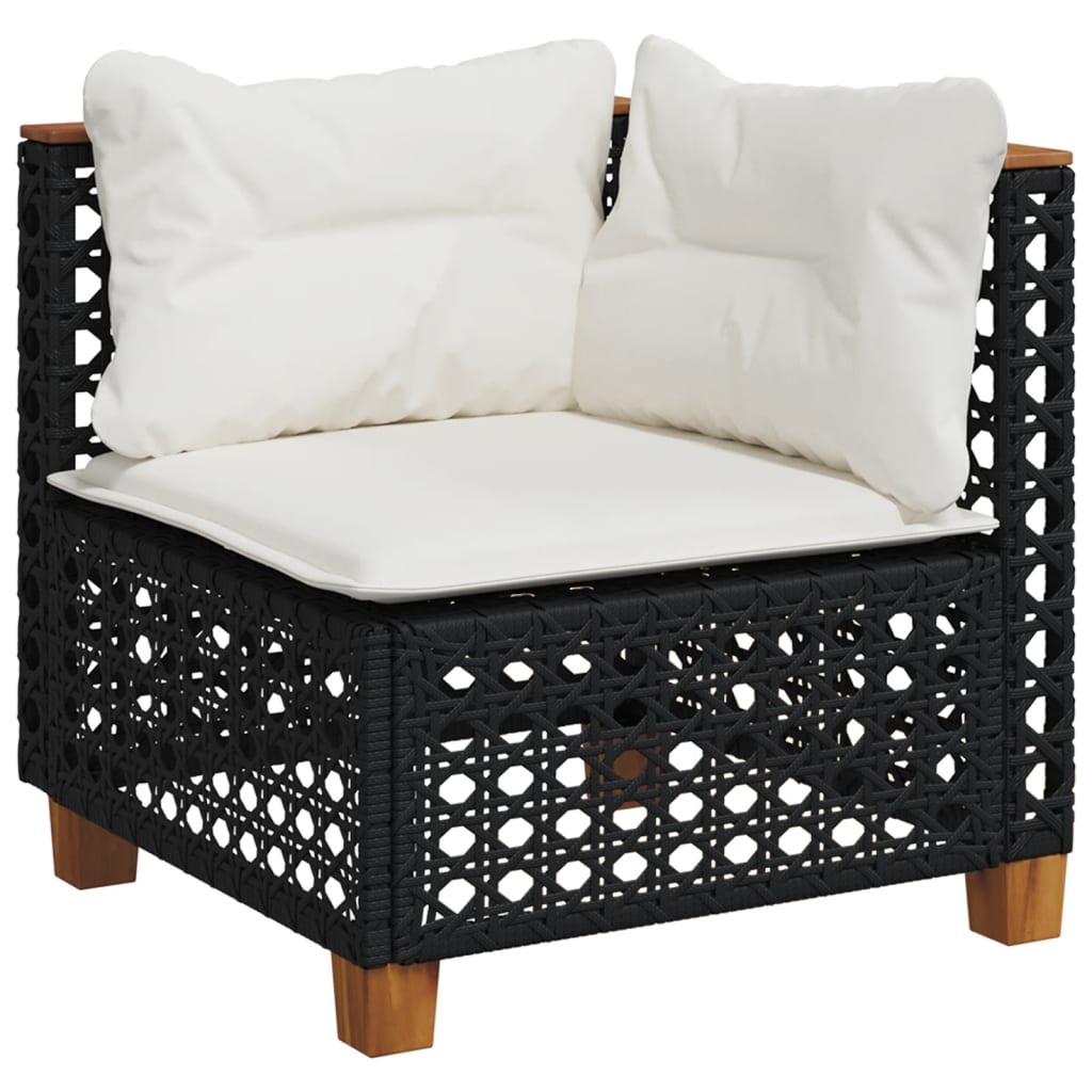 vidaXL 7-delige Loungeset met kussens poly rattan zwart afbeelding
