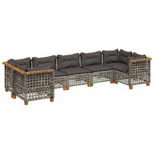 vidaXL 7-osaline aiadiivani komplekt patjadega, hall, pol&uuml;rotang