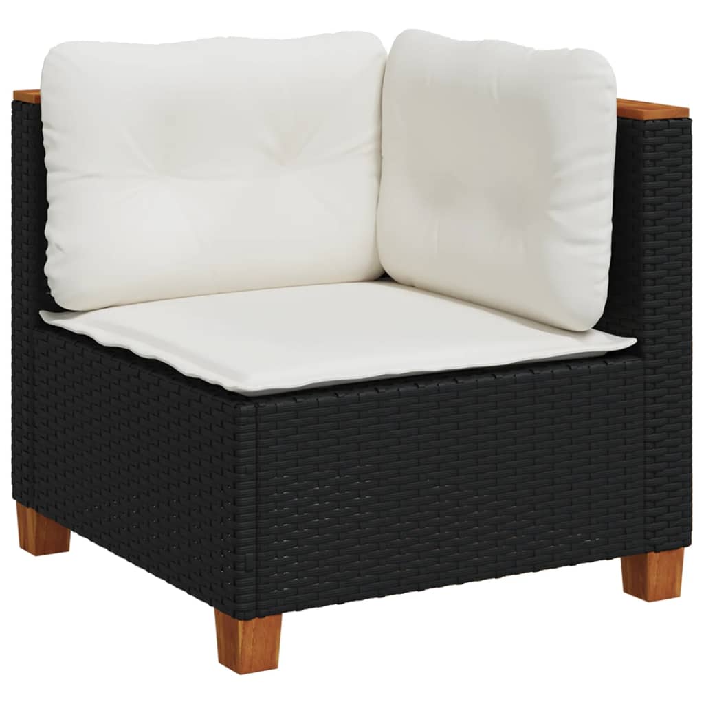 vidaXL 9-delige Loungeset met kussens poly rattan zwart afbeelding