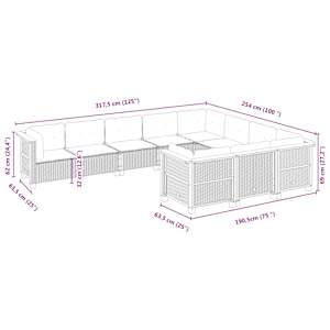 10dílná zahradní sedací souprava s poduškami černá polyratan - obrázek 6