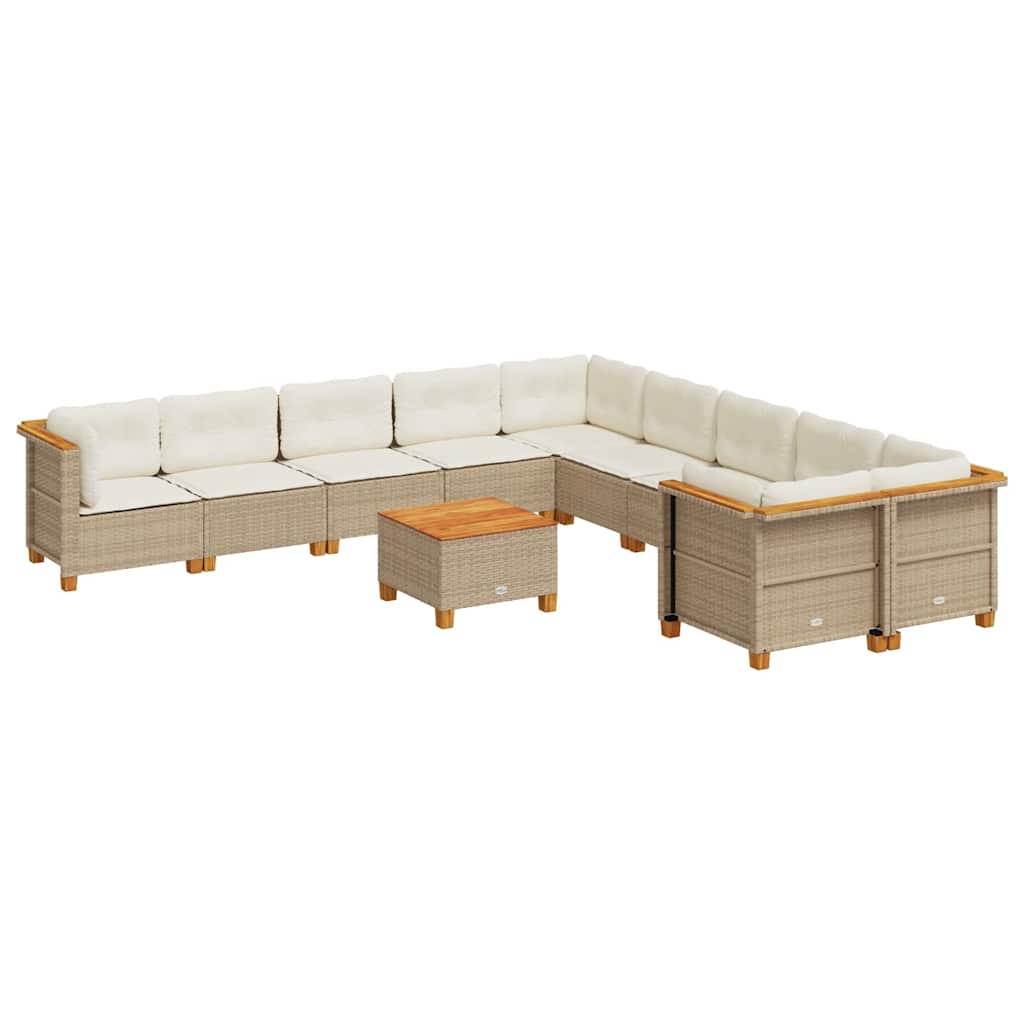 Thumbnail - vidaXL 11-tlg. Garten-Sofagarnitur mit Kissen Beige Poly Rattan
