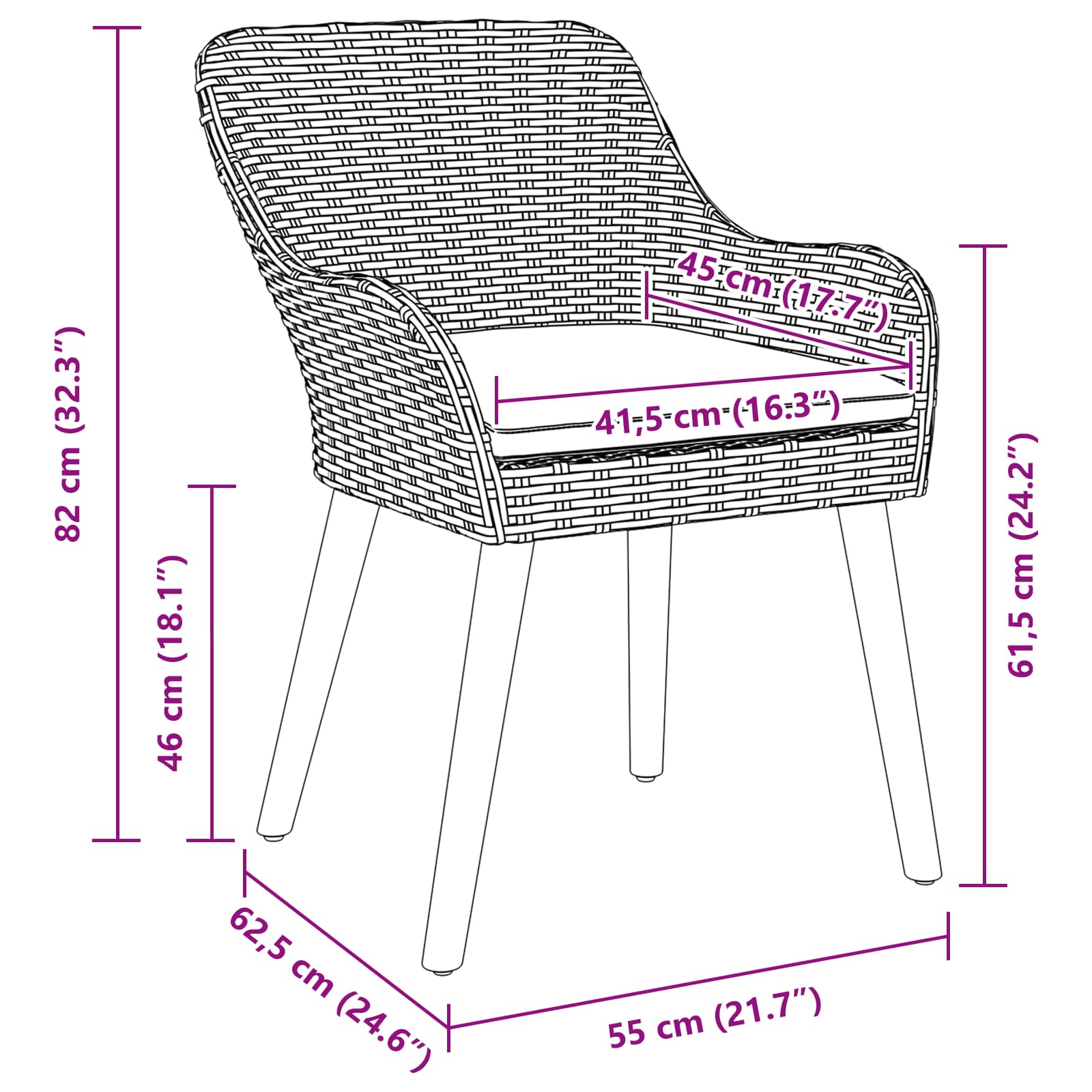 Komplet za jedilnico v vrtu z blazino 9 pcs Bež poli ratan - slika 13