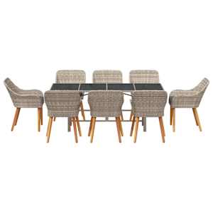 Komplet za jedilnico v vrtu 9 pcs Svetlo siva poli ratan - slika 7