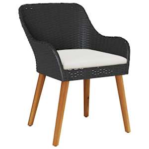 Komplet za jedilnico v vrtu z blazino 3 pcs Črna poli ratan - slika 6