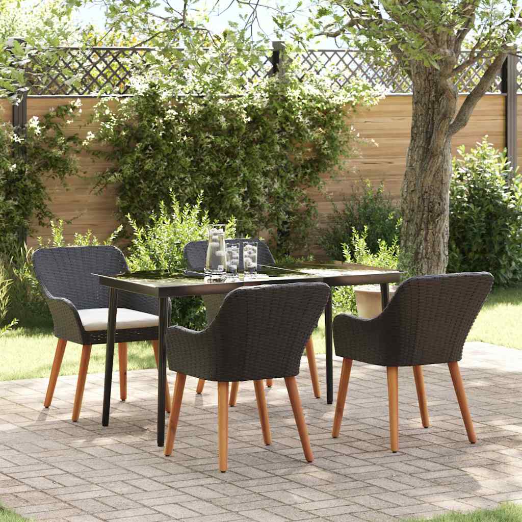 Thumbnail - vidaXL Garten Essgruppe mit Kissen 5 pcs Schwarz Poly-Rattan