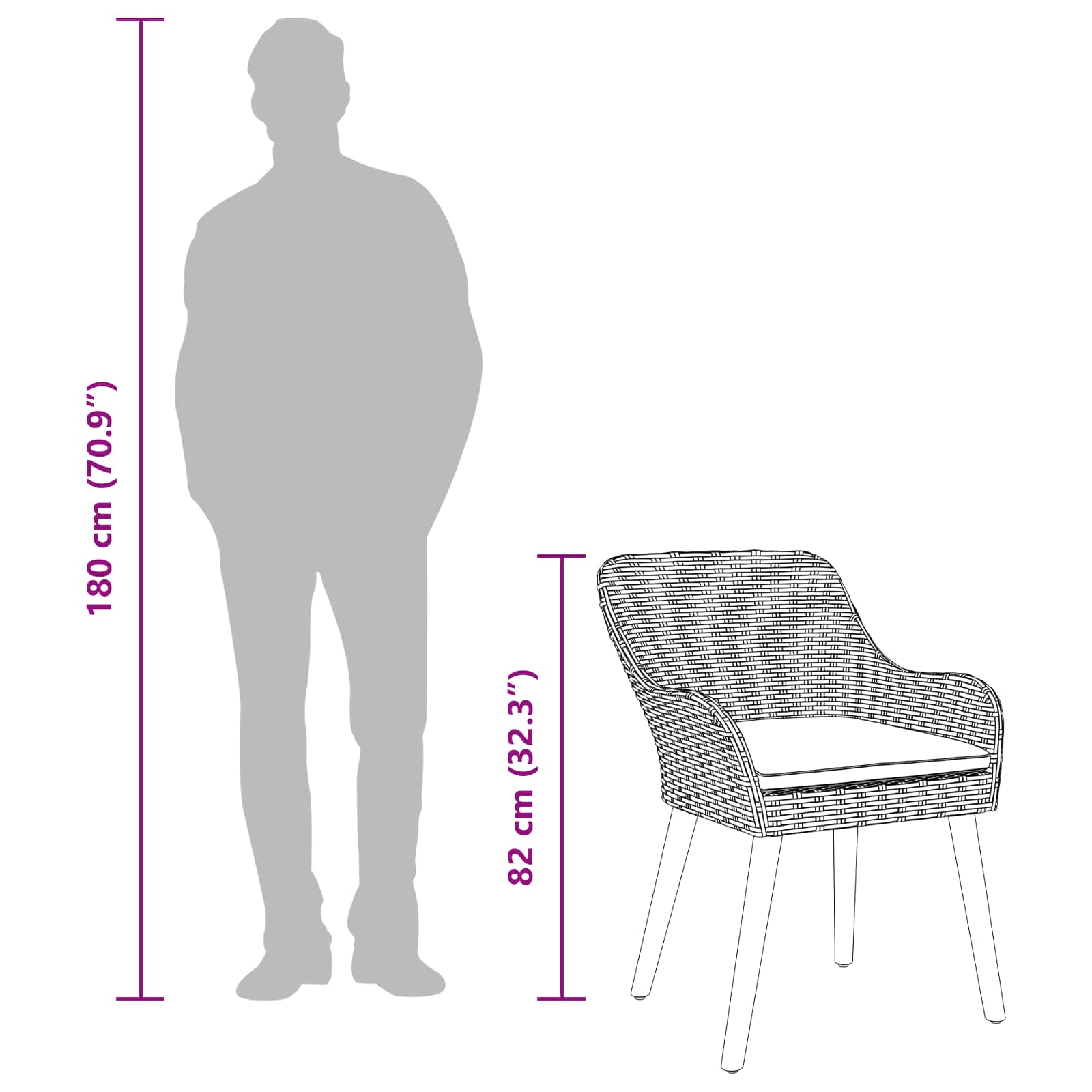 Thumbnail - vidaXL Garten Essgruppe mit Kissen 7 pcs Schwarz Poly-Rattan