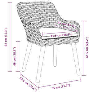 Komplet za jedilnico v vrtu z blazino 7 pcs Črna poli ratan - slika 12