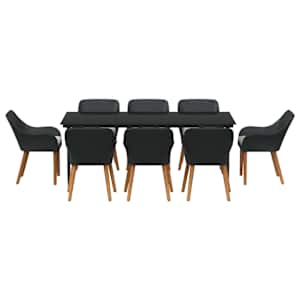 Komplet za jedilnico v vrtu z blazino 9 pcs Črna poli ratan - slika 7