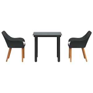 Komplet za jedilnico v vrtu z blazino 3 pcs Črna poli ratan - slika 7