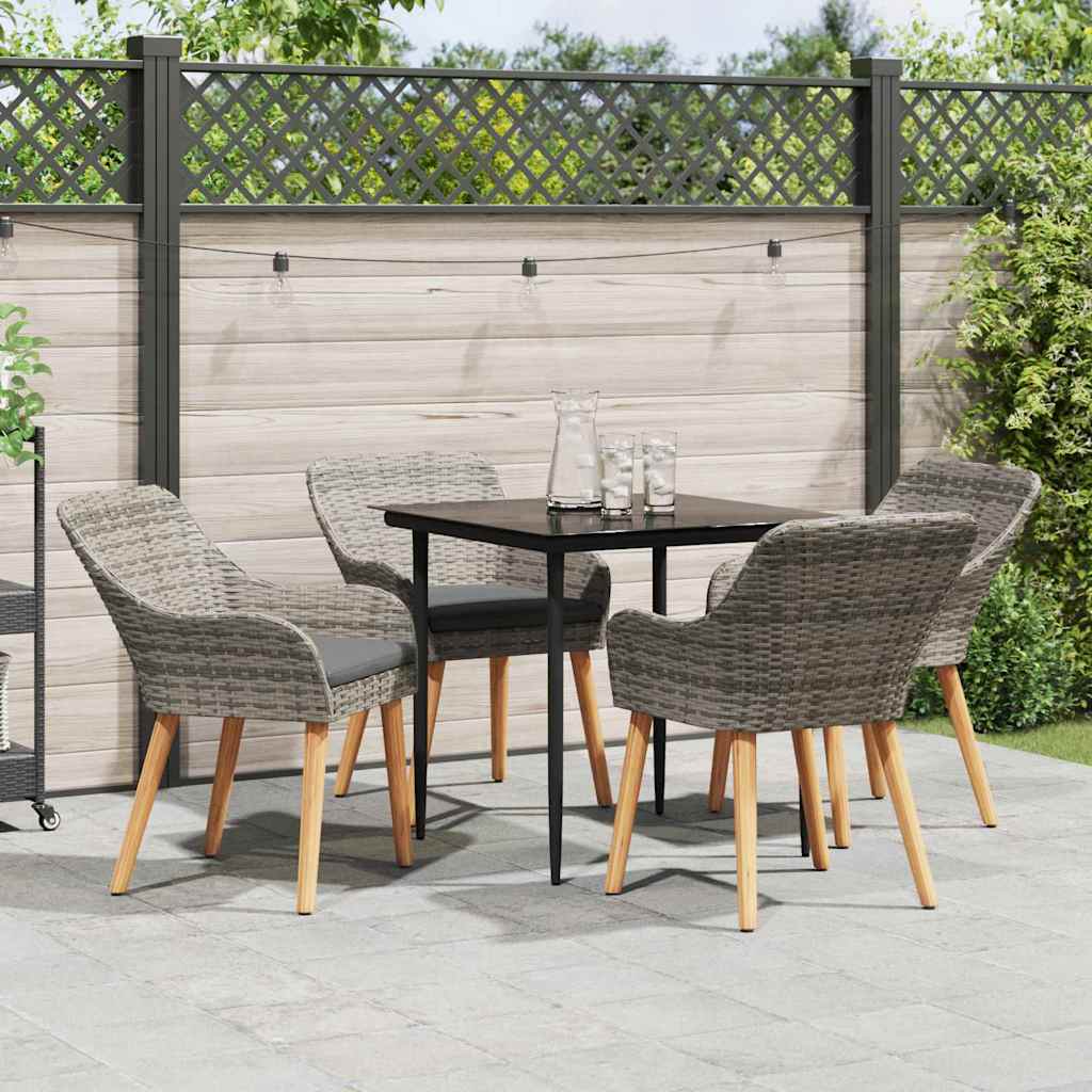 vidaXL Garten Essgruppe mit Kissen 5 pcs Grau Poly-Rattan