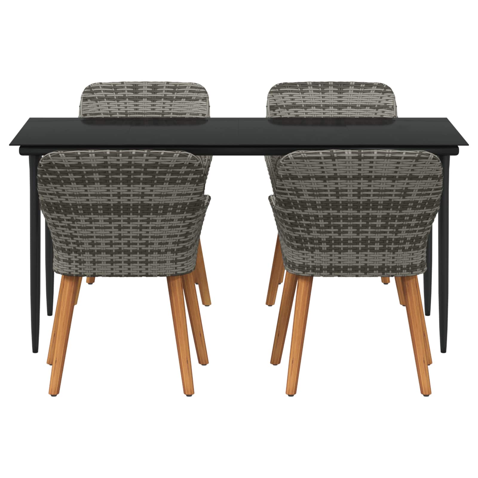 Thumbnail - vidaXL Garten Essgruppe mit Kissen 5 pcs Grau Poly-Rattan