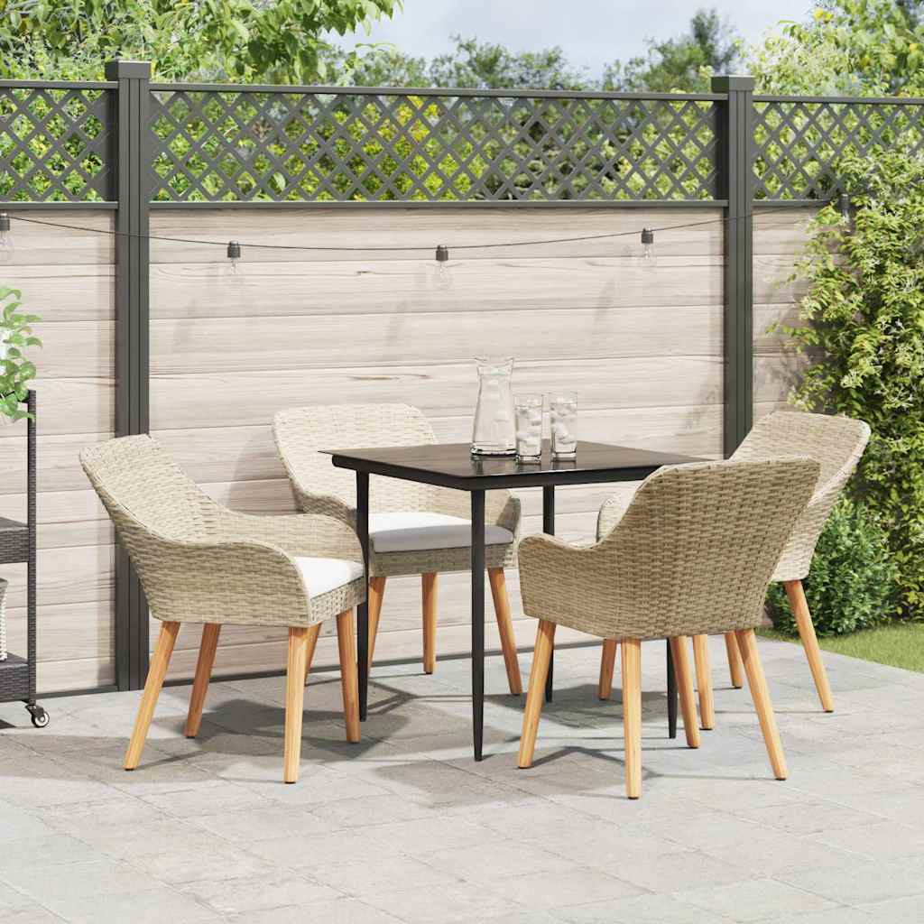 Thumbnail - vidaXL Garten Essgruppe mit Kissen 5 pcs Beige Poly-Rattan