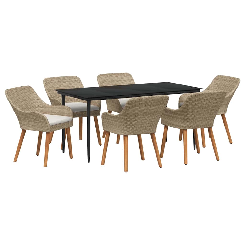 Piharuokailu setti tyynyllä 7 pcs Beige polyrottinki