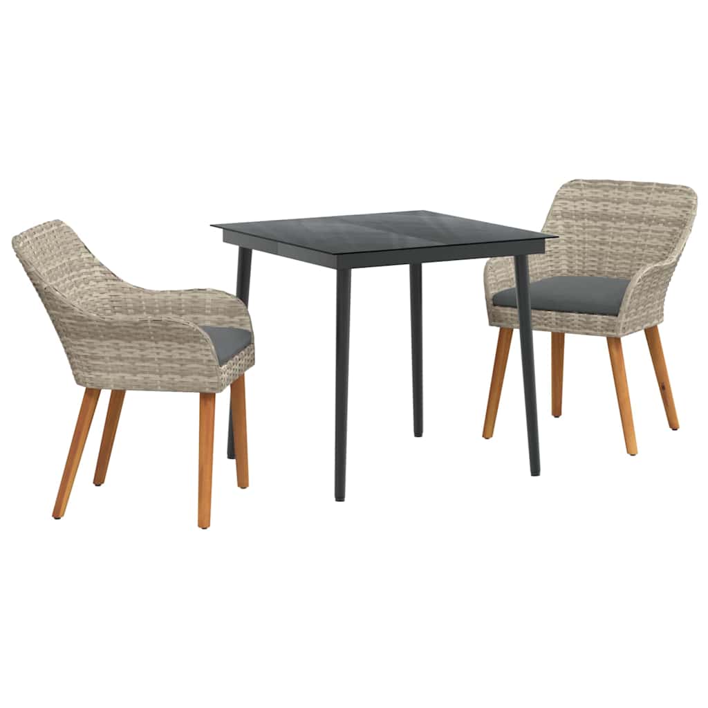 Ruokailuryhmä 3 pcs Vaaleanharmaa ja Musta 80 cm x 80 cm