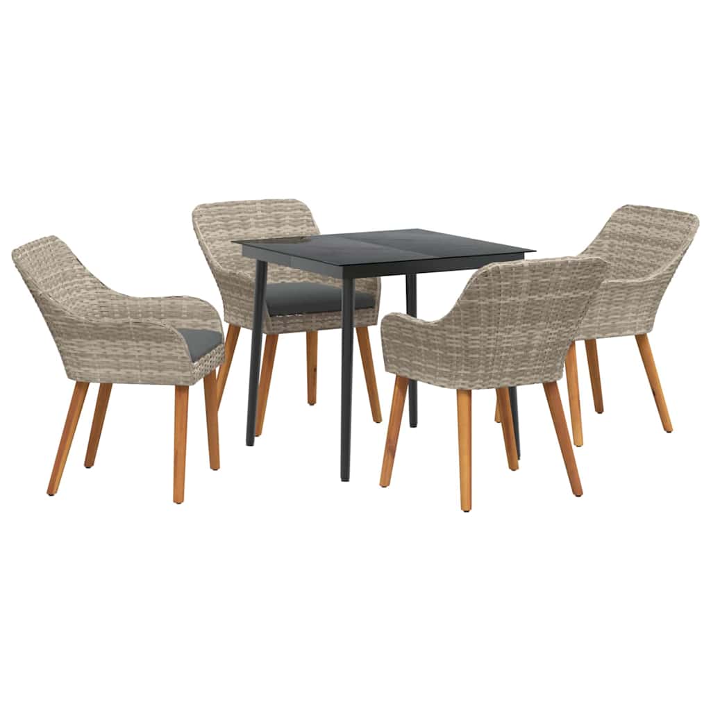 Ruokailuryhmä 5 pcs Vaaleanharmaa ja Musta 80 cm x 80 cm