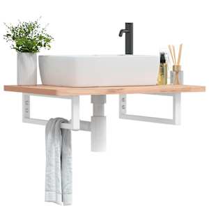 Nosilci polic za umivalnik 2 kosa beli pravokotni jeklo