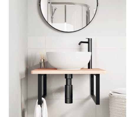 vidaXL Waschtisch-Halterungen 2 Stk. Schwarz Rechteckig Stahl