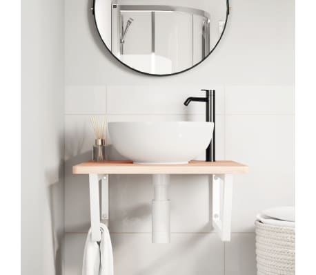 vidaXL hyldebeslag til h&aring;ndvask 2 stk. trapez st&aring;l hvid