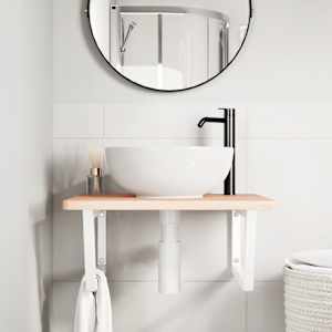 vidaXL hyldebeslag til h&aring;ndvask 2 stk. trapez st&aring;l hvid