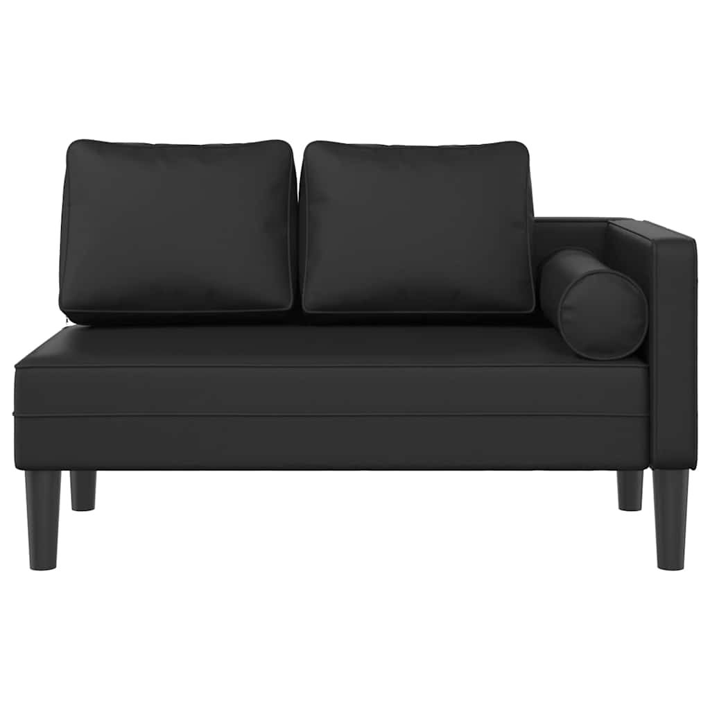 vidaXL Chaise longue met kussens kunstleer zwart afbeelding