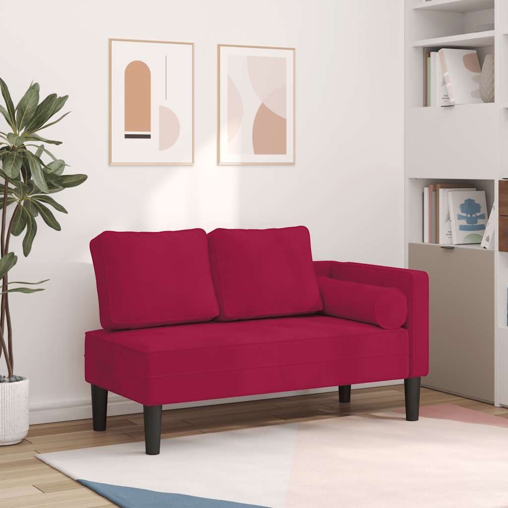 vidaXL Chaiselongue mit Kissen Weinrot Samt