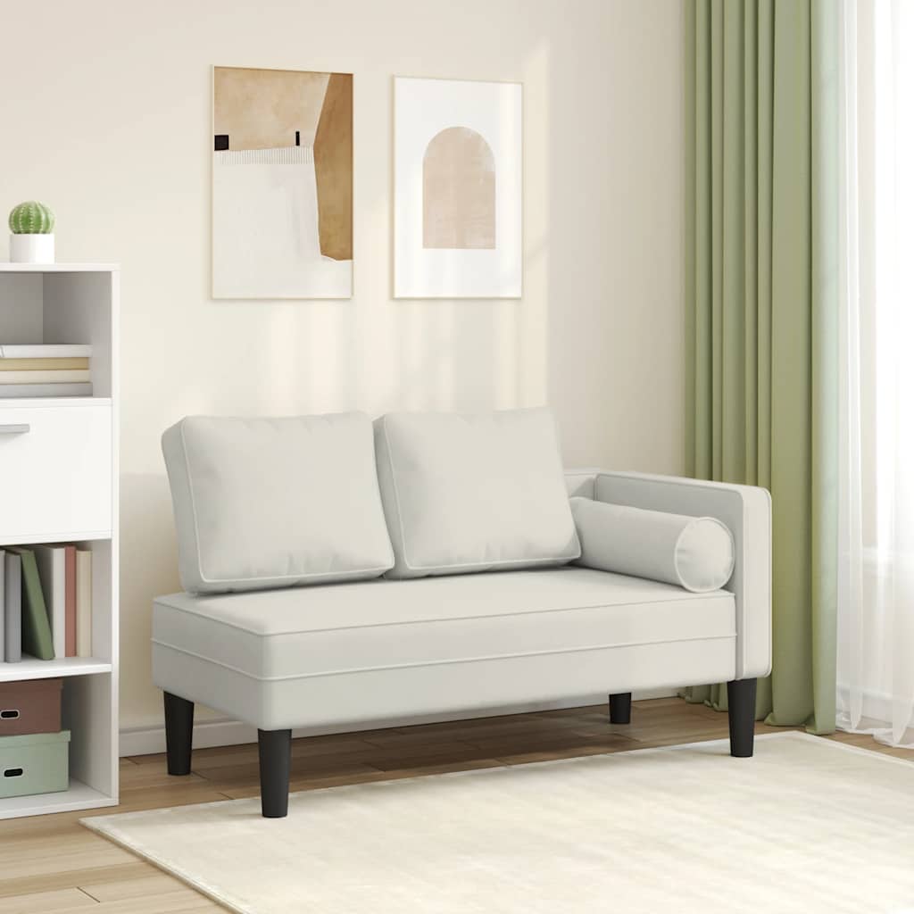 vidaXL Chaiselongue mit Kissen Creme Samt