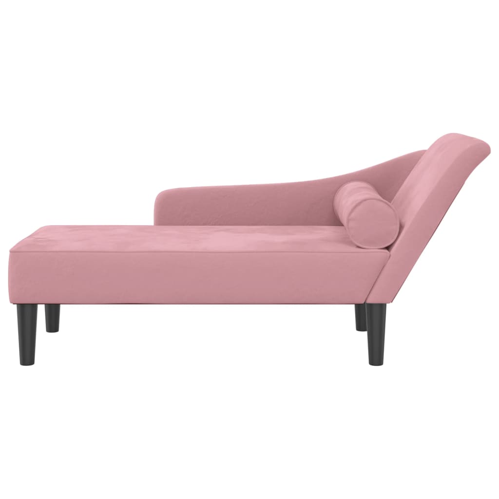 vidaXL Chaise longue met kussens fluweel roze afbeelding