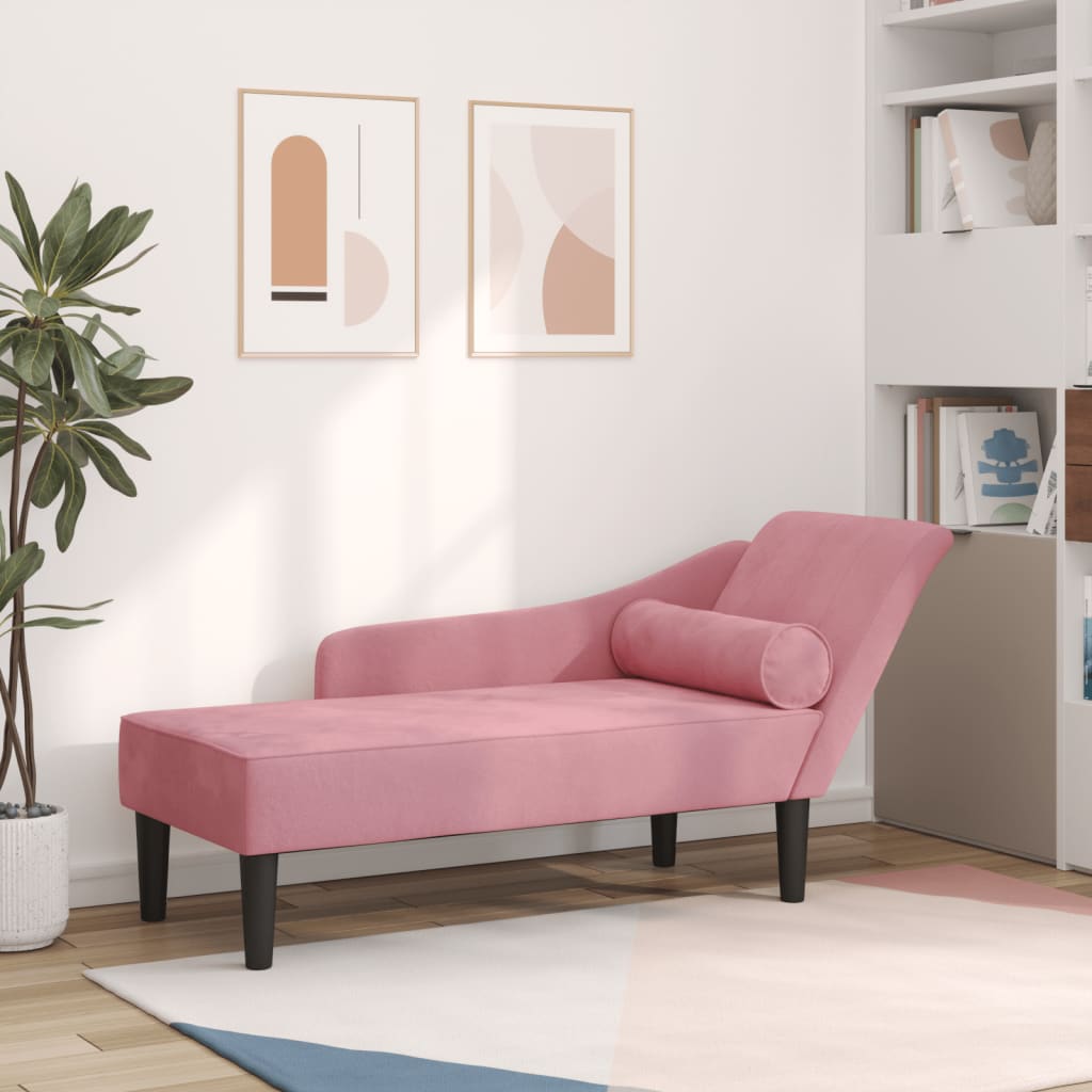 Chaiselongue mit Kissen Rosa Samt