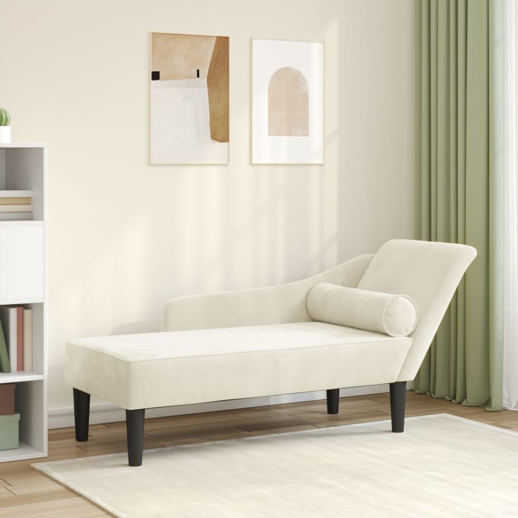 Chaiselongue mit Kissen Creme Samt