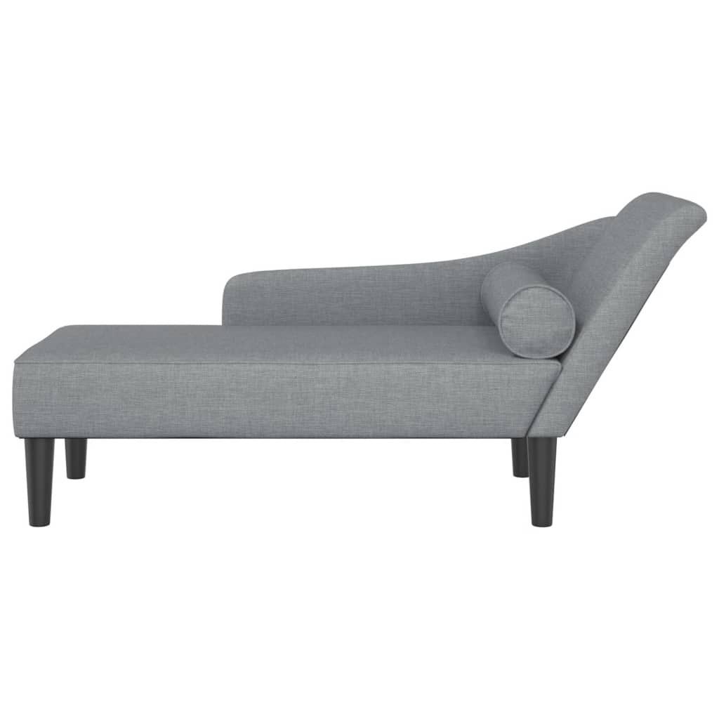 vidaXL Chaise longue met kussens stof lichtgrijs afbeelding