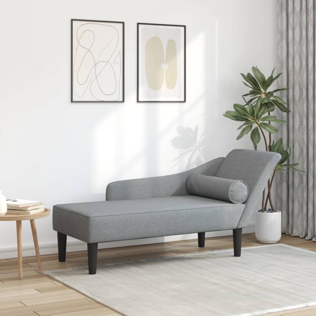 vidaXL Chaiselongue mit Kissen Hellgrau Stoff