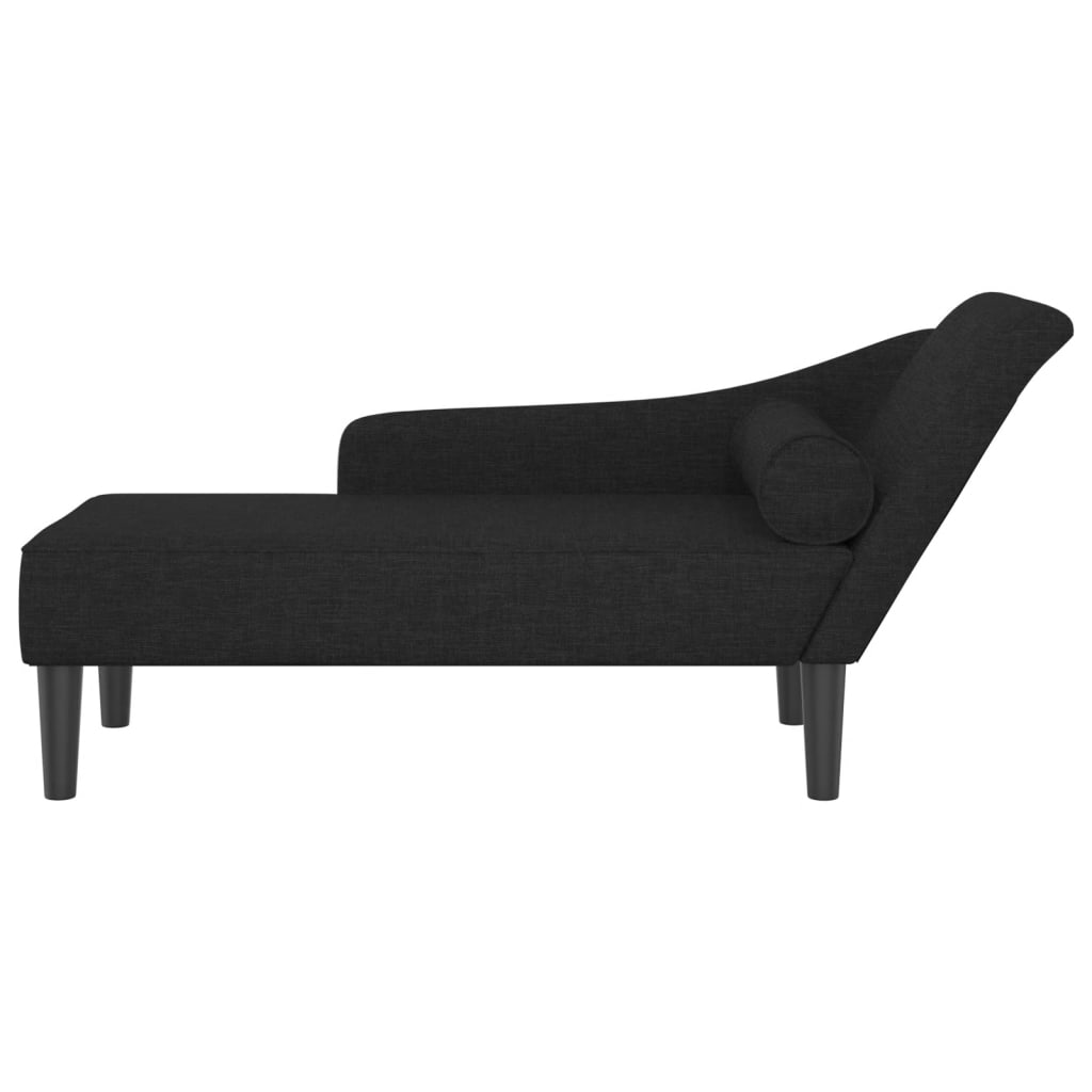 vidaXL Chaise longue met kussens stof zwart afbeelding