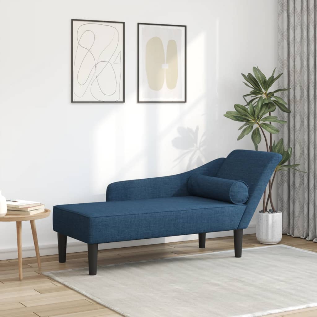 vidaXL Chaiselongue mit Kissen Blau Stoff