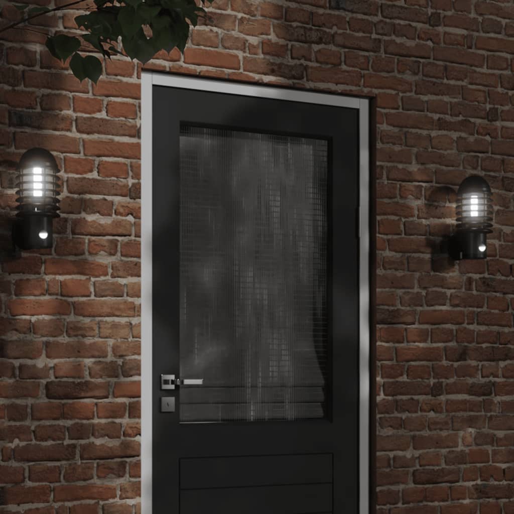 vidaXL Lămpi exterioare de perete cu senzori, 2 buc., negru, oțel inox