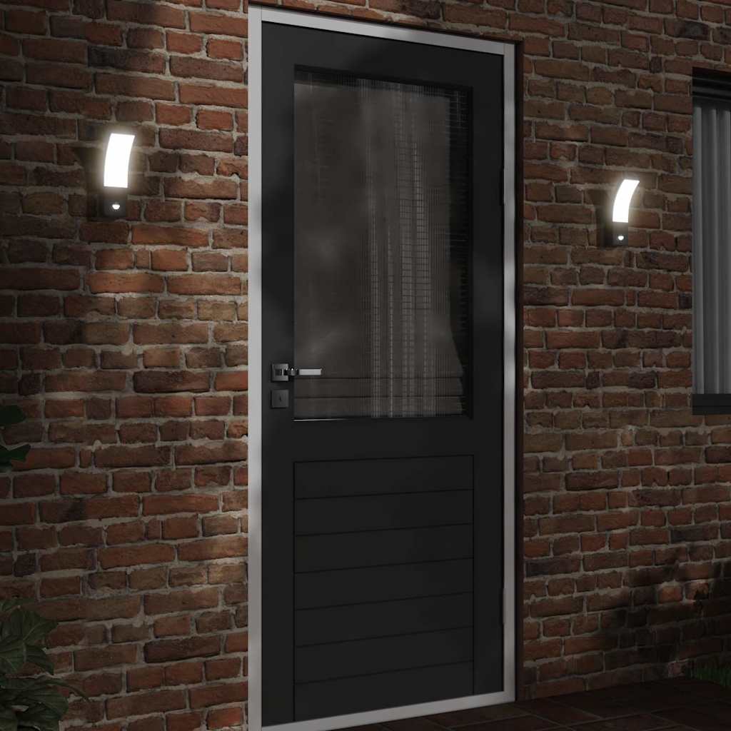 Thumbnail - vidaXL LED-Außenwandleuchten mit Sensor 2 Stk. Schwarz Aludruckguss