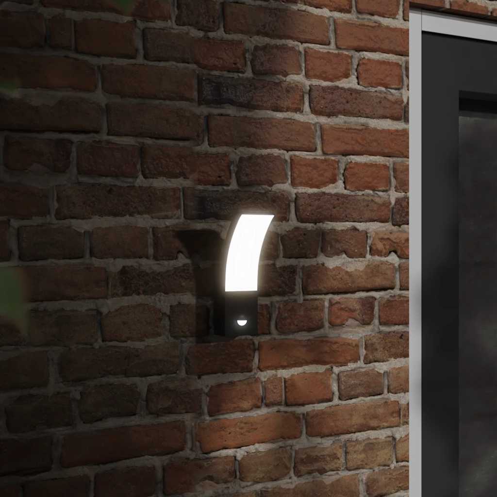 vidaXL Lămpi exterioare de perete cu LED/senzor 2 buc. negru aluminiu
