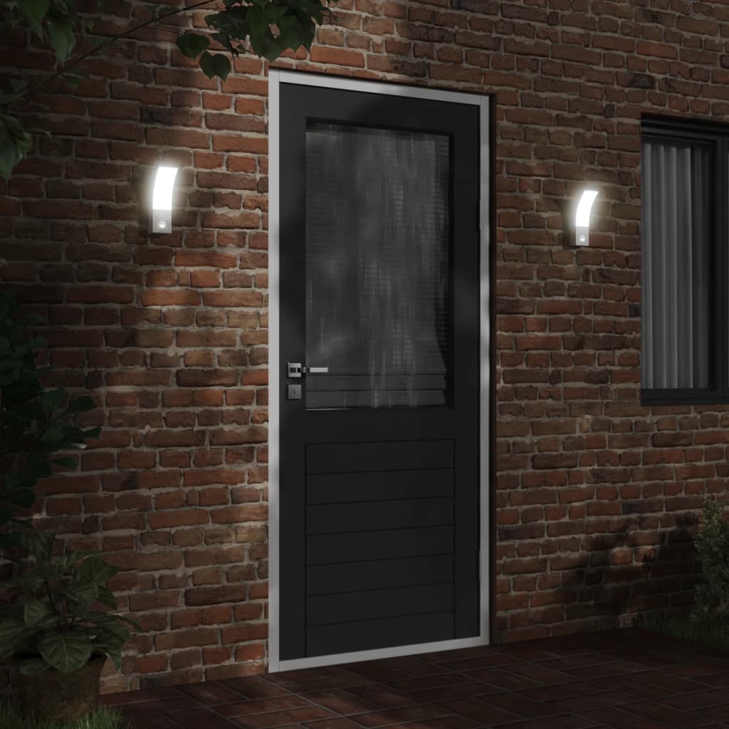vidaXL Lampă exterioară de perete cu LED/senzor, alb, aluminiu turnat