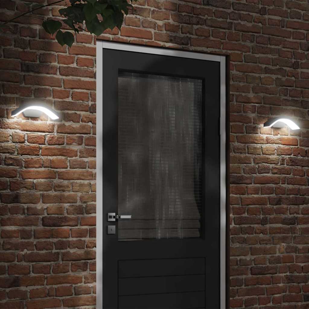 vidaXL Lămpi exterioare de perete cu LED 2 buc. negru, aluminiu turnat