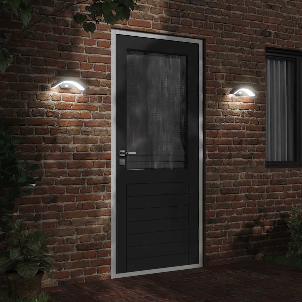 Thumbnail - vidaXL LED-Außenwandleuchten mit Sensor 2 Stk. Schwarz Aludruckguss