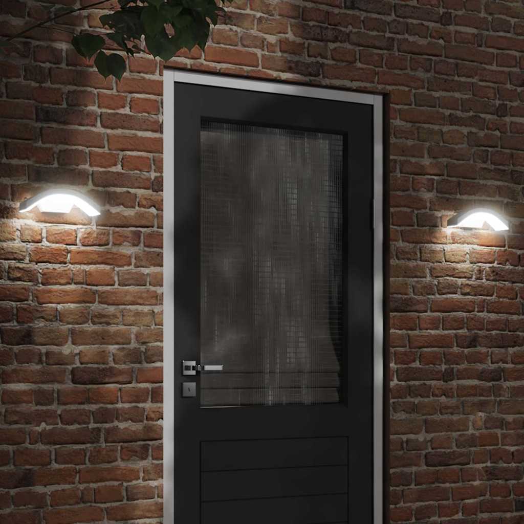 vidaXL Lămpi exterioare de perete LED/senzor 2 buc alb aluminiu turnat