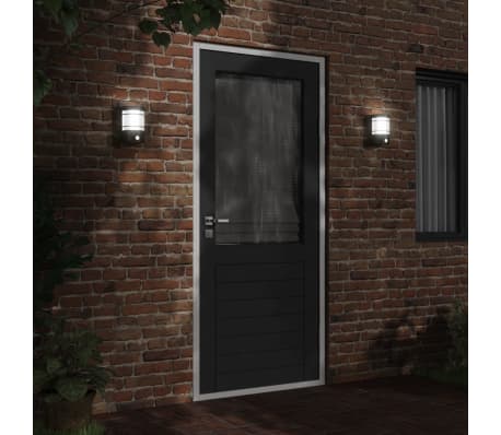 vidaXL Au&szlig;enwandleuchte mit Bewegungsmelder Schwarz Edelstahl