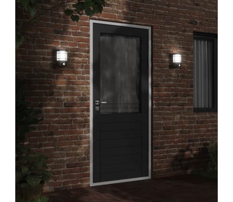 vidaXL Buitenwandlampen 2 st met sensors roestvrijstaal zwart