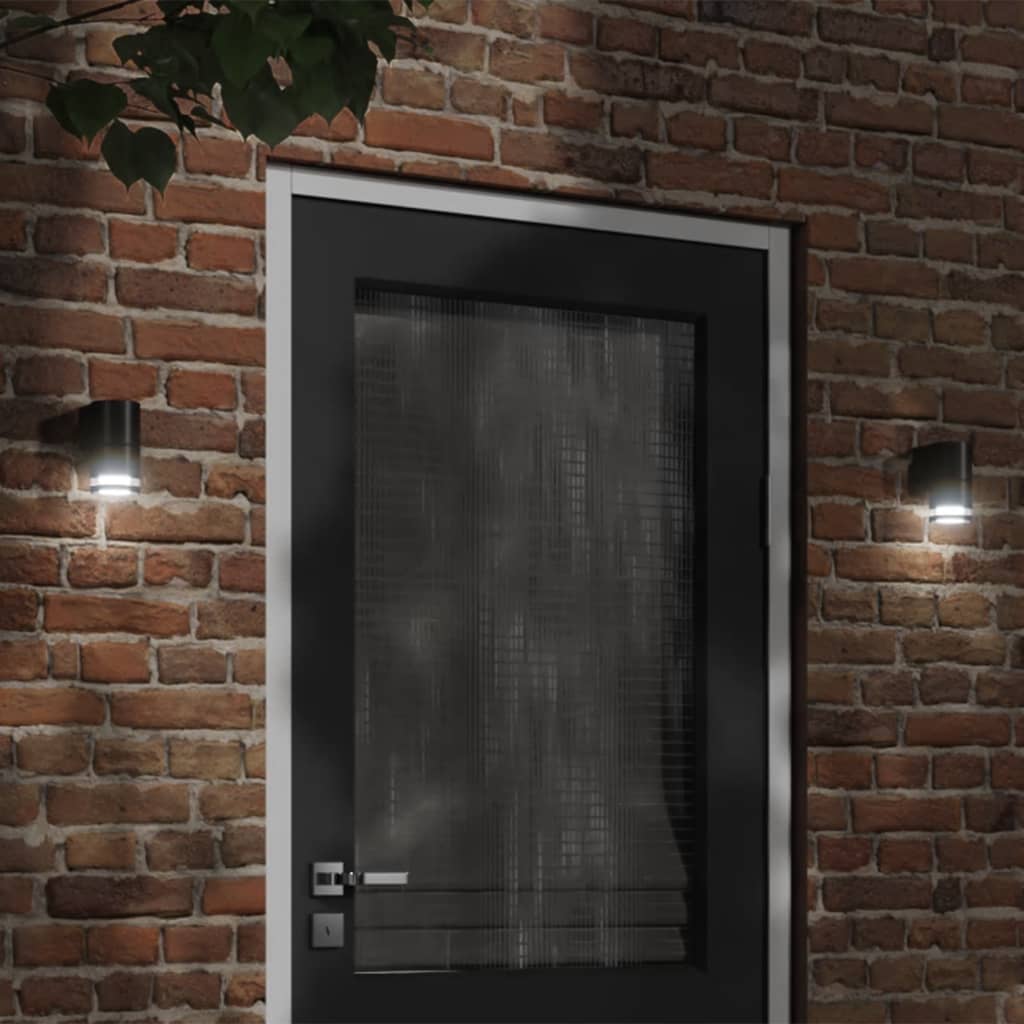 vidaXL Lămpi exterioare de perete cu LED 2 buc. negru, aluminiu turnat