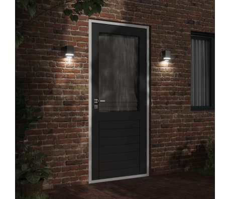 vidaXL Външни стенни осветителни тела 2 бр черни неръждаема стомана