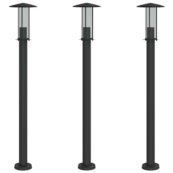 vidaXL &otilde;ue lambipostid 3 tk, must, 100 cm, roostevaba teras