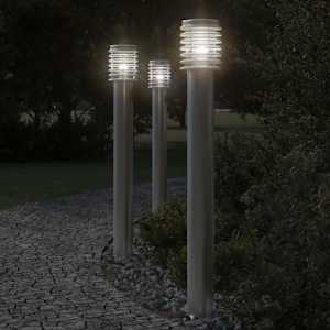 Venkovní stojací lampy 3 ks stříbrné 110 cm nerezová ocel - obrázek 1