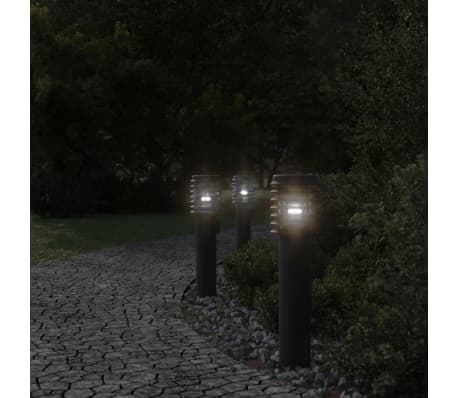 vidaXL Lămpi de podea de exterior 3 buc. negru 60 cm oțel inoxidabil