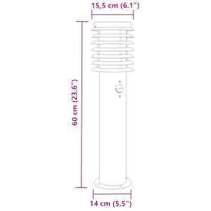 Venkovní stojací lampa s čidlem stříbrná 60 cm nerezová ocel - obrázek 7