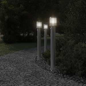 Venkovní stojací lampy s čidly 3 ks stříbrné 110 cm ocel - obrázek 3