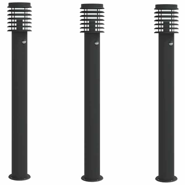vidaXL anduriga aia lambipostid 3 tk, must, 110 cm, roostevaba teras